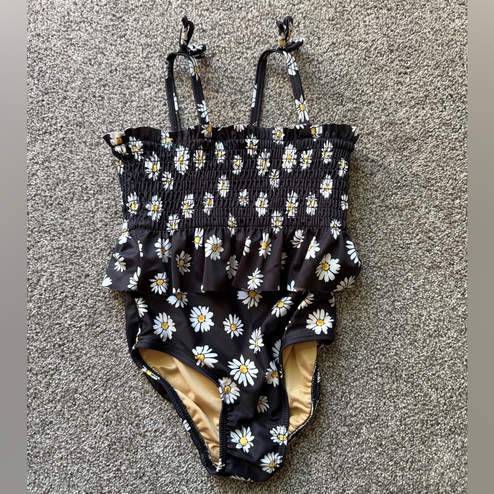 Old Navy Floral Black One-Piece Swimsuit